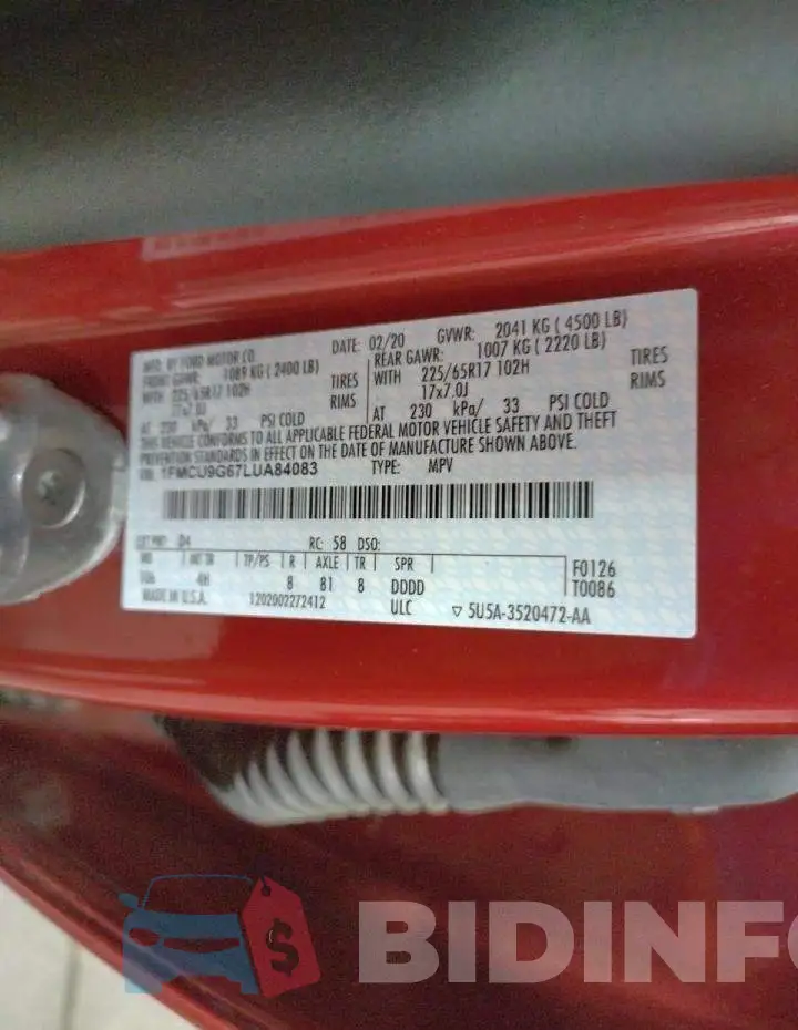 1FMCU9G67LUA84083 Photo# 10