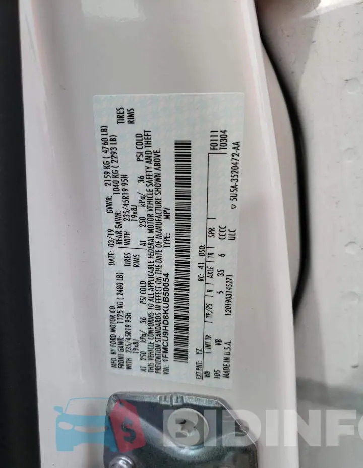 1FMCU9HD8KUB50054 Photo# 10