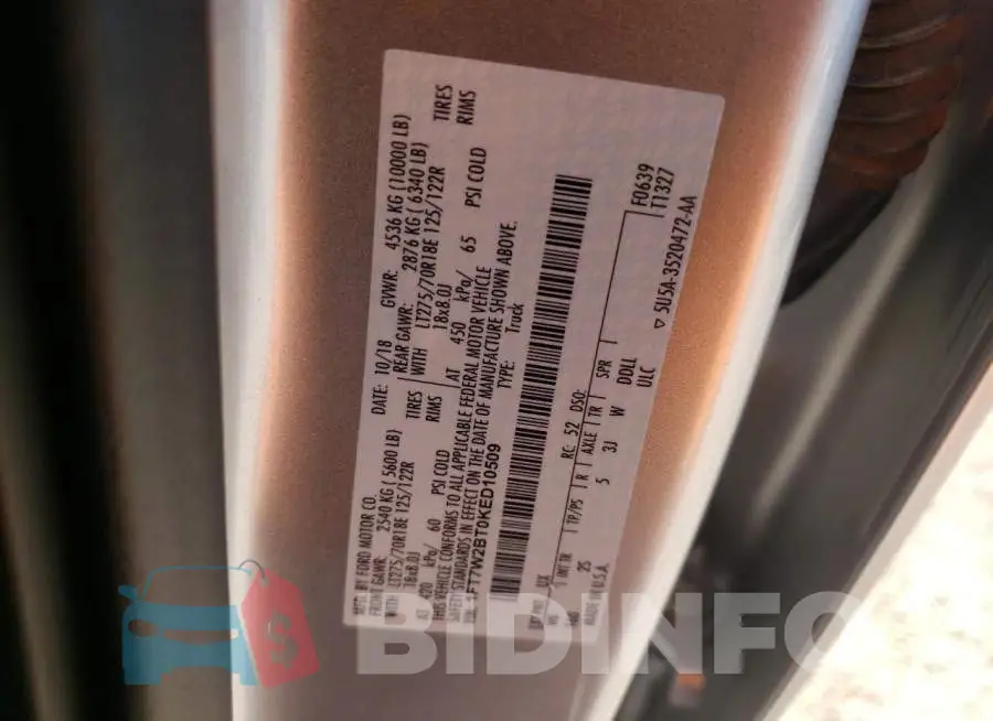 1FT7W2BT0KED10509 Photo# 10