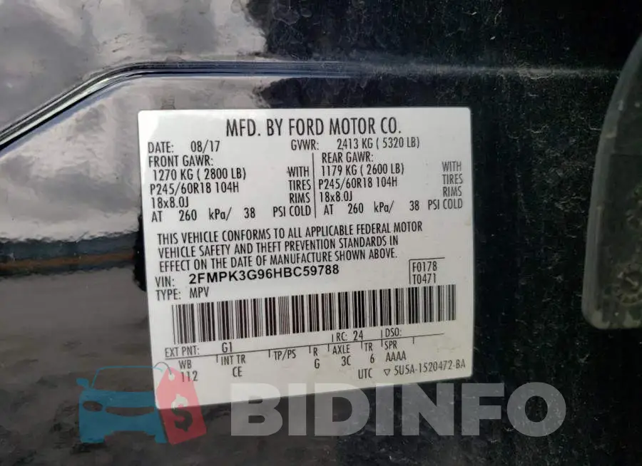 2FMPK3G96HBC59788 Photo# 10