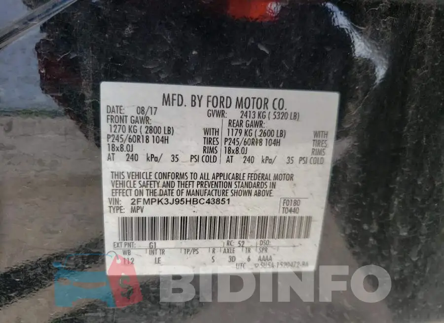 2FMPK3J95HBC43851 Photo# 10