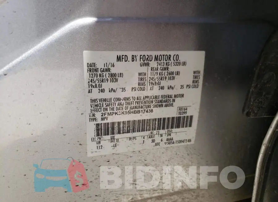 2FMPK3K95HBB17438 Photo# 10