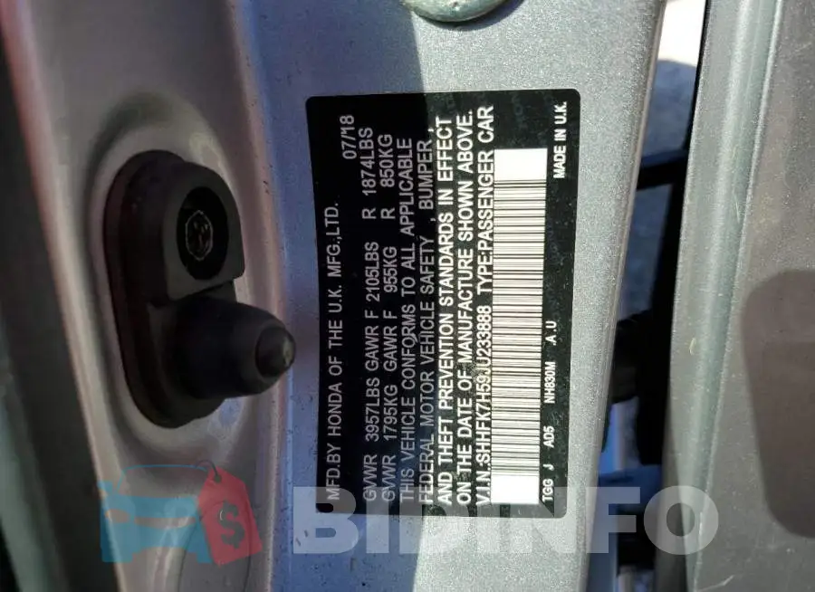 SHHFK7H59JU233888 Photo# 10