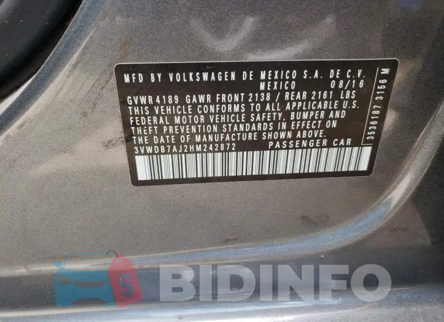 3VWDB7AJ2HM242872 Photo# 10