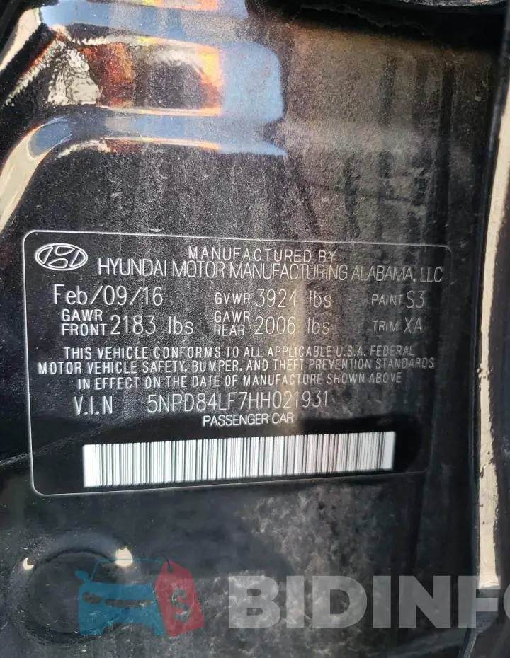 5NPD84LF7HH021931 Photo# 10