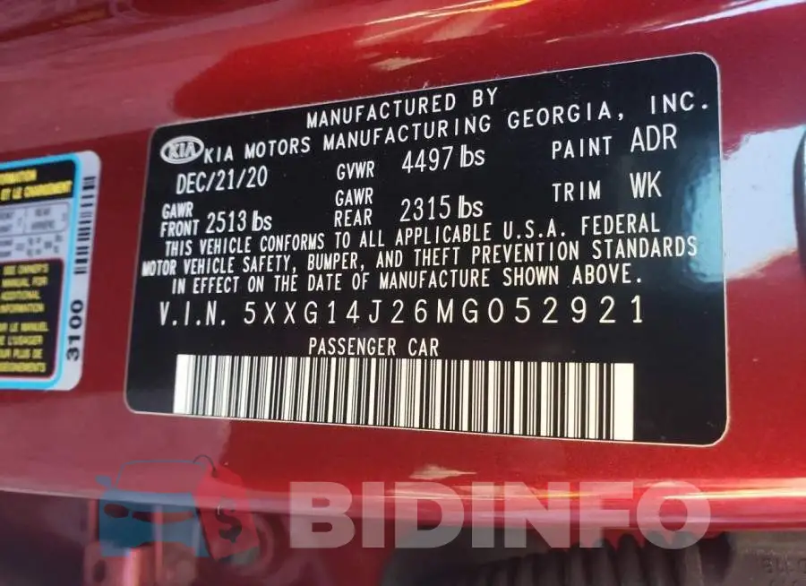 5XXG14J26MG052921 Photo# 10