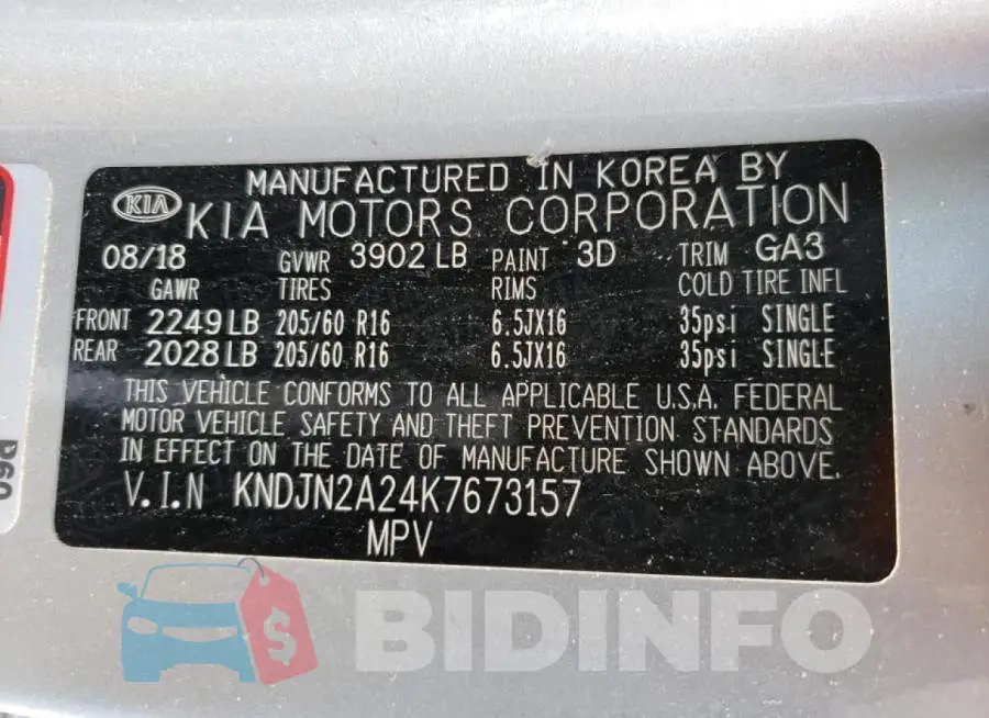 KNDJN2A24K7673157 Photo# 10