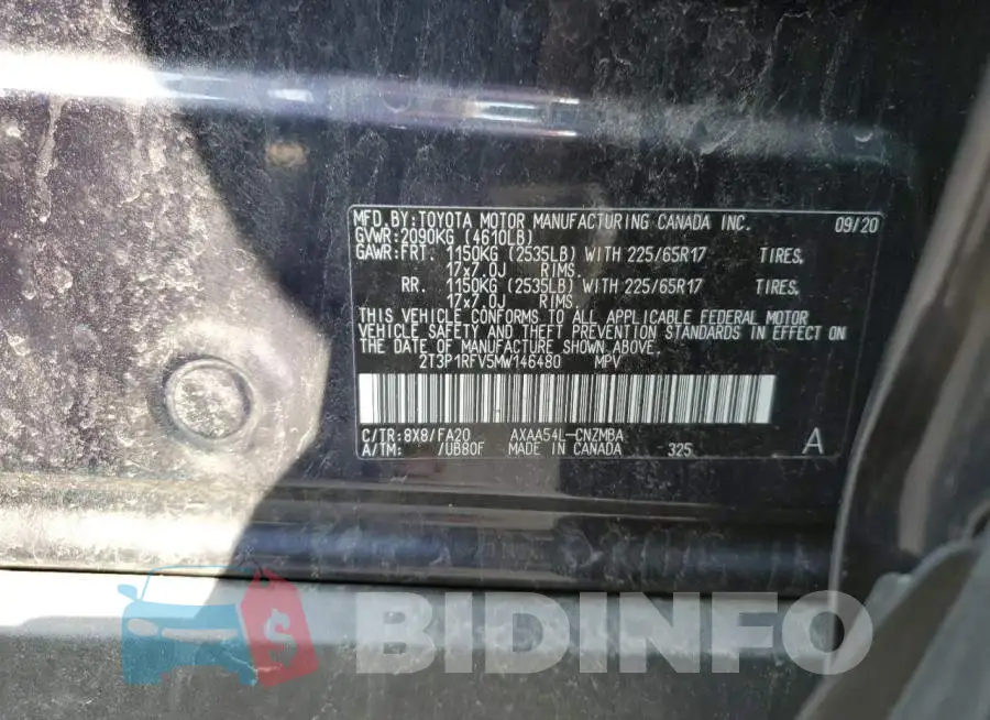 2T3P1RFV5MW146480 Photo# 10