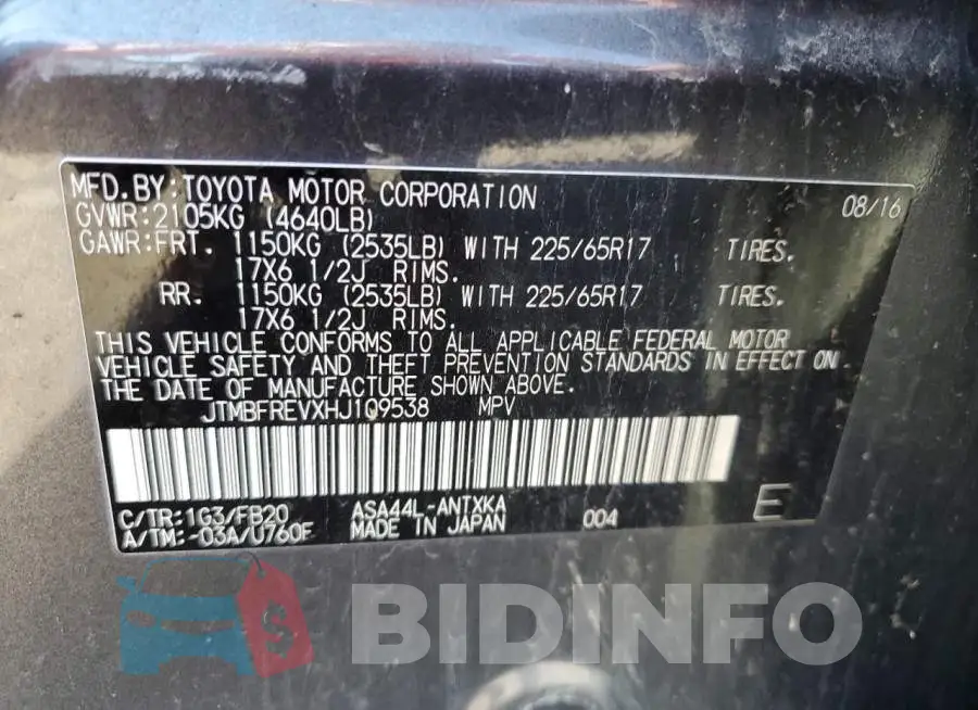JTMBFREVXHJ109538 Photo# 10