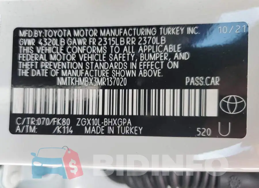 NMTKHMBX3MR137020 Photo# 10
