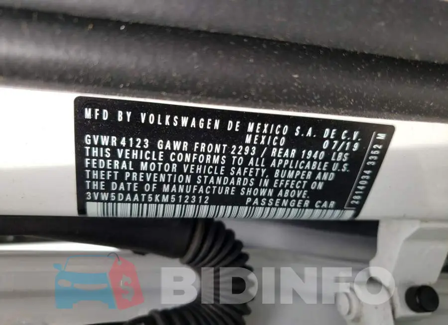 3VW5DAAT5KM512312 Photo# 10