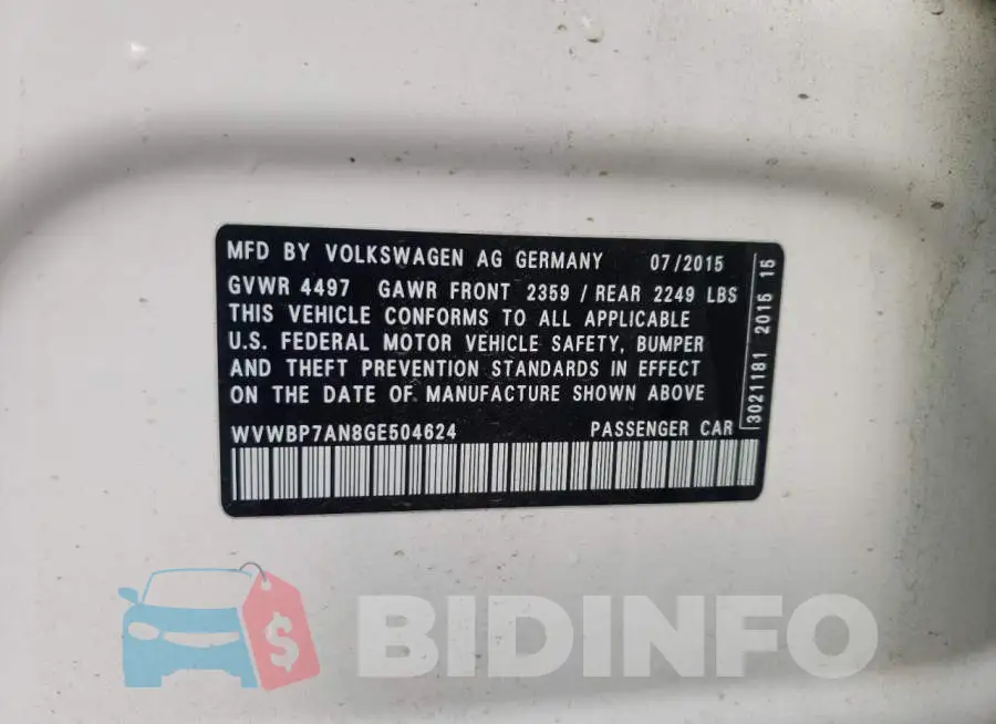 WVWBP7AN8GE504624 Photo# 10