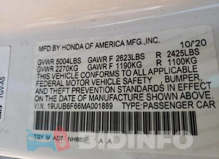 19UUB6F66MA001889 Photo# 10