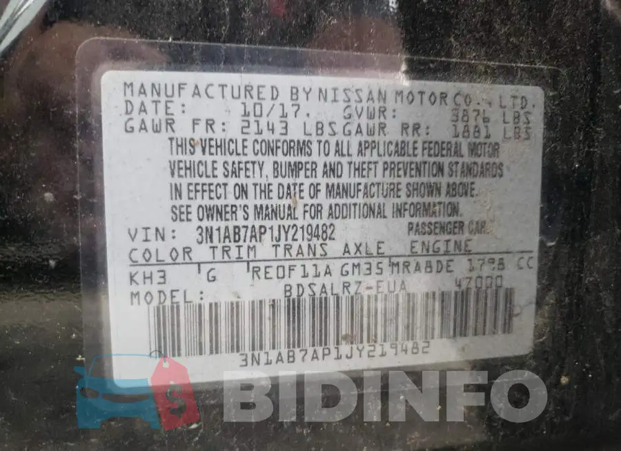 3N1AB7AP1JY219482 Photo# 10
