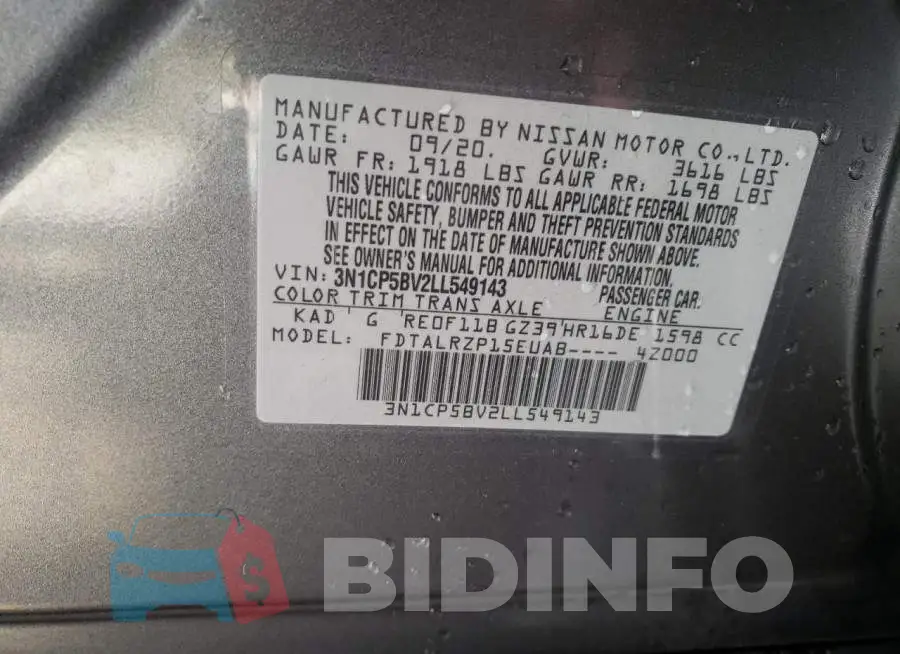 3N1CP5BV2LL549143 Photo# 10