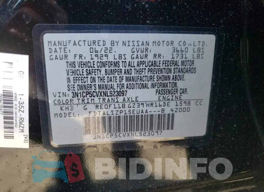 3N1CP5CVXNL523097 Photo# 10