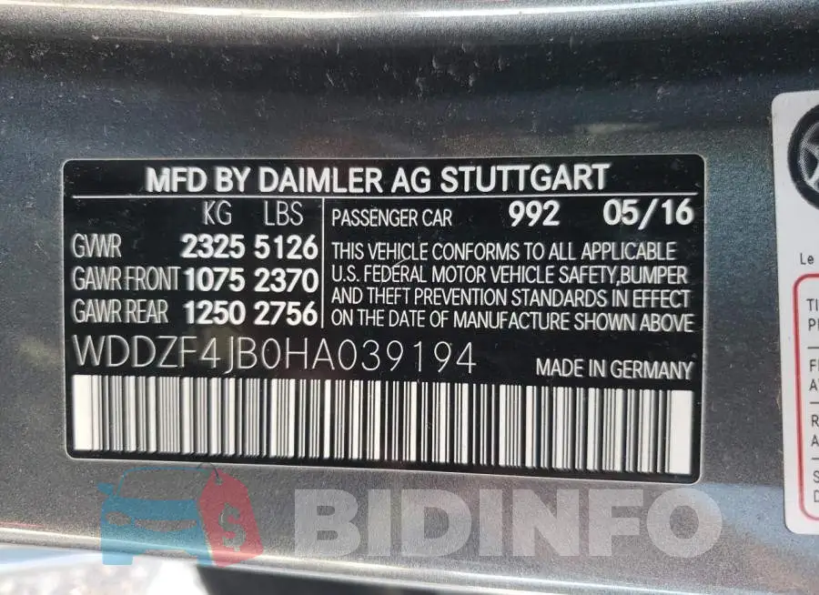 WDDZF4JB0HA039194 Photo# 10