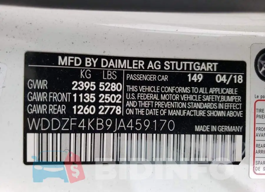 WDDZF4KB9JA459170 Photo# 10