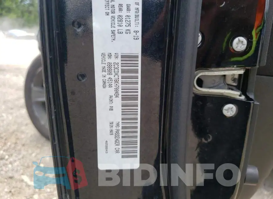 2C3CDXCT6KH700494 Photo# 10