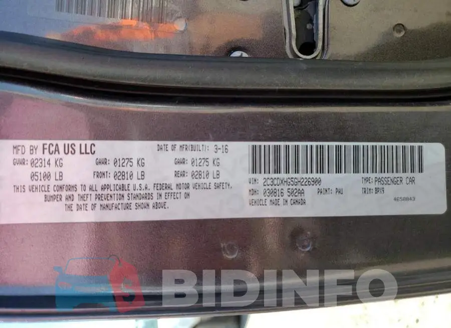 2C3CDXHG5GH226900 Photo# 10