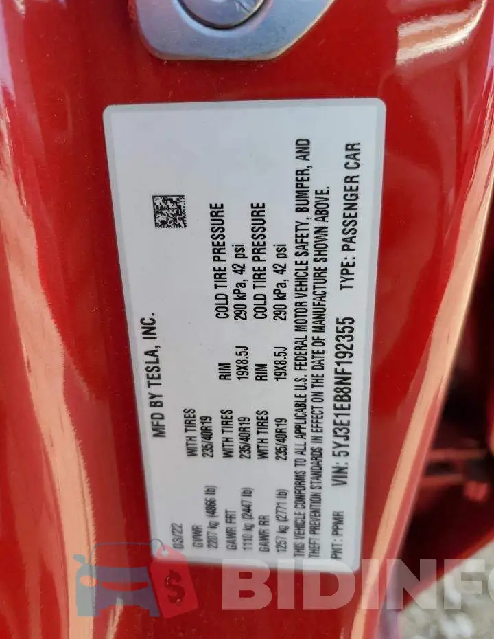 5YJ3E1EB8NF192355 Photo# 10