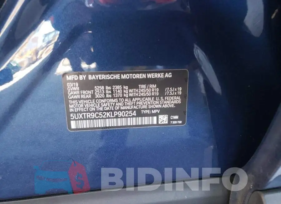 5UXTR9C52KLP90254 Photo# 10