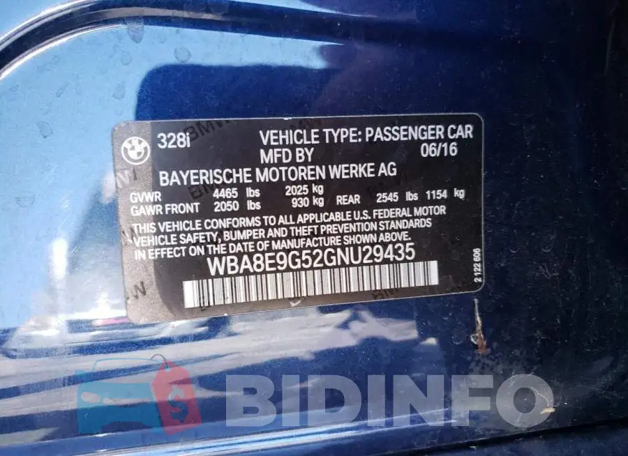 WBA8E9G52GNU29435 Photo# 10