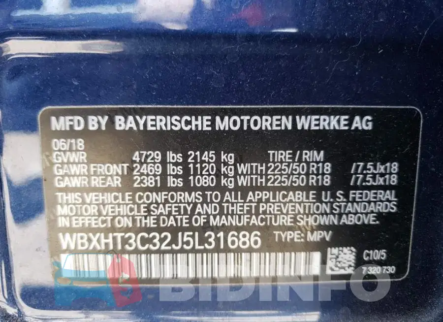 WBXHT3C32J5L31686 Photo# 10