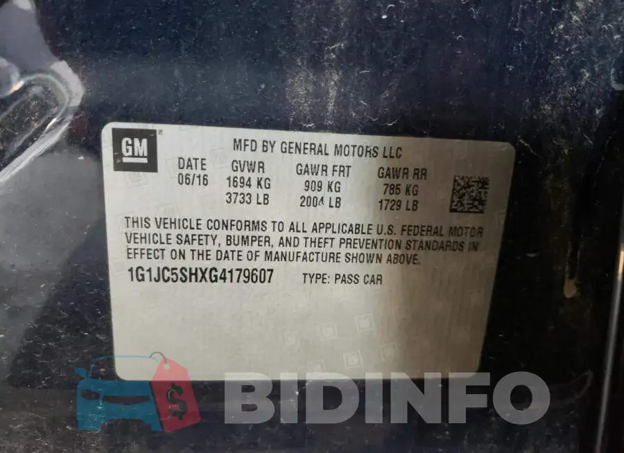 1G1JC5SHXG4179607 Photo# 10