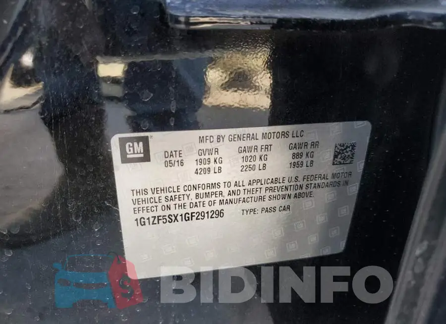 1G1ZF5SX1GF291296 Photo# 10