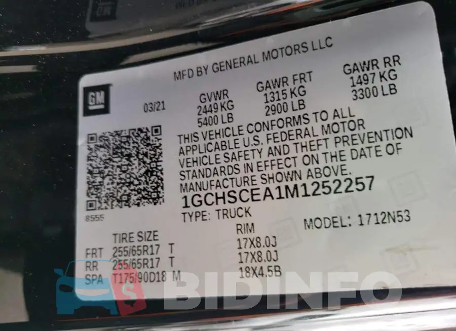 1GCHSCEA1M1252257 Photo# 10