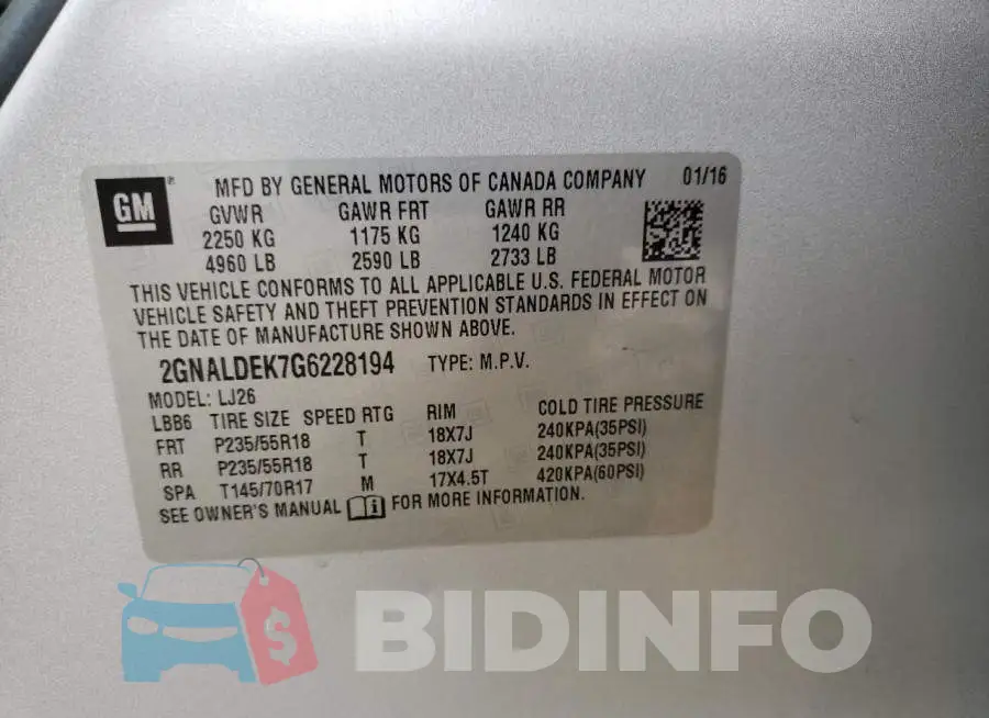 2GNALDEK7G6228194 Photo# 10