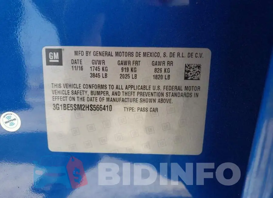 3G1BE5SM2HS566410 Photo# 10