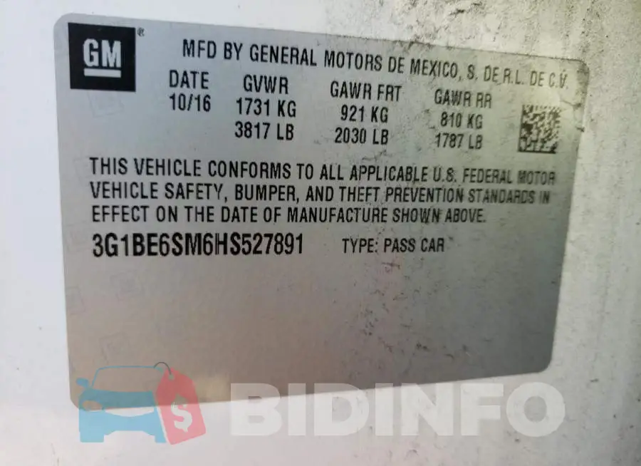 3G1BE6SM6HS527891 Photo# 10