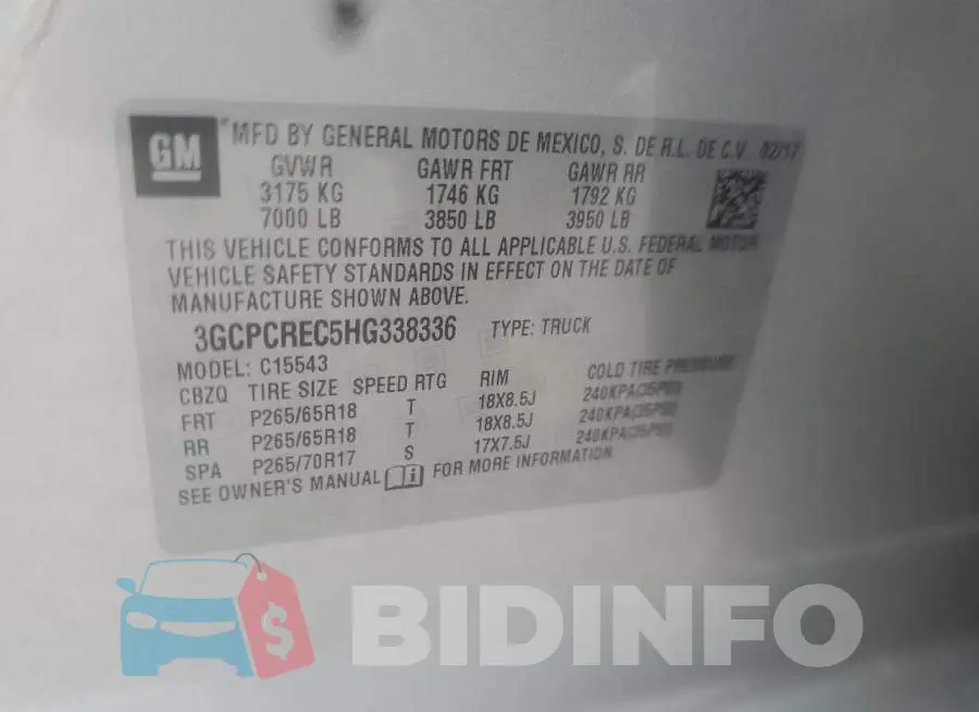 3GCPCREC5HG338336 Photo# 10