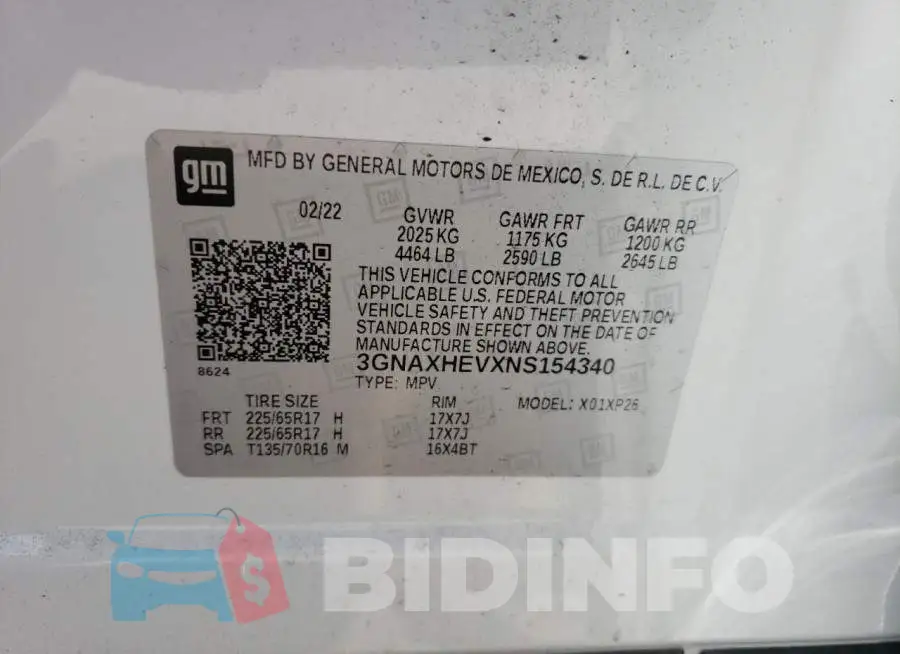 3GNAXHEVXNS154340 Photo# 10