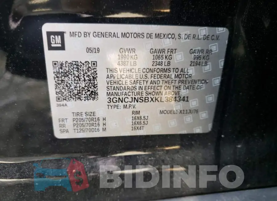 3GNCJNSBXKL384341 Photo# 10