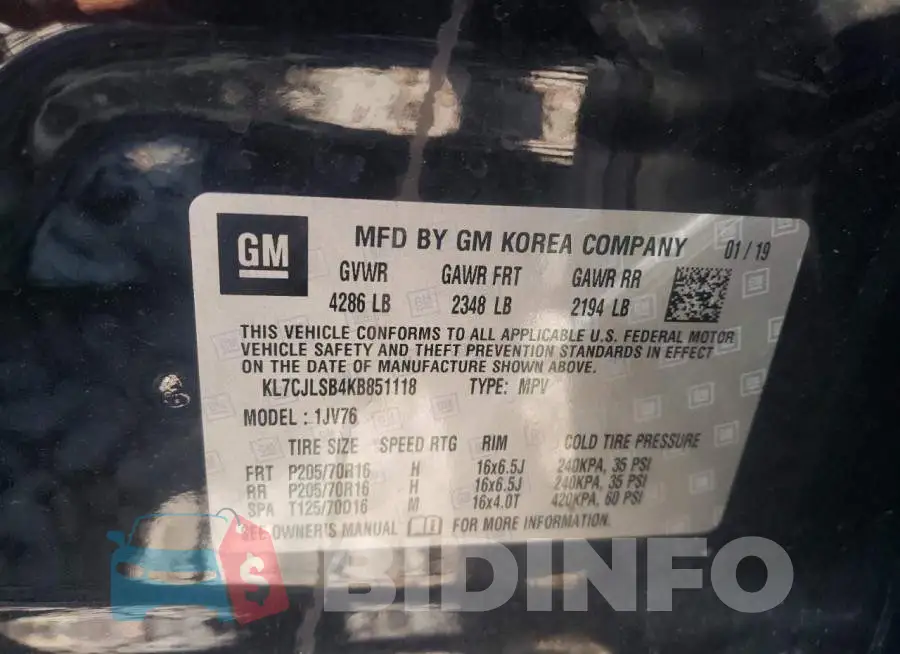 KL7CJLSB4KB851118 Photo# 10