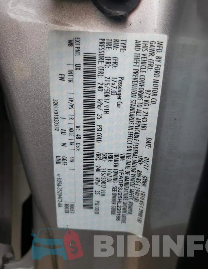 1FADP3J25HL220166 Photo# 10