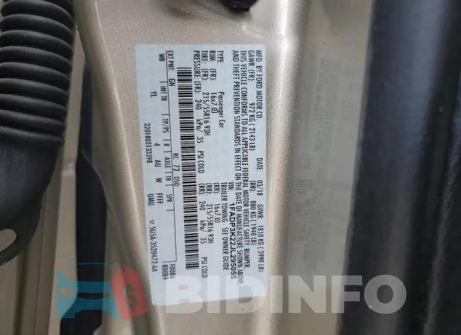 1FADP3K22JL295055 Photo# 10