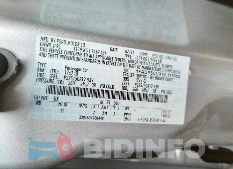1FADP5CUXGL115583 Photo# 10