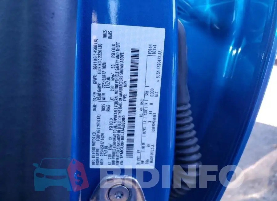 1FMCU9F65LUA28080 Photo# 12