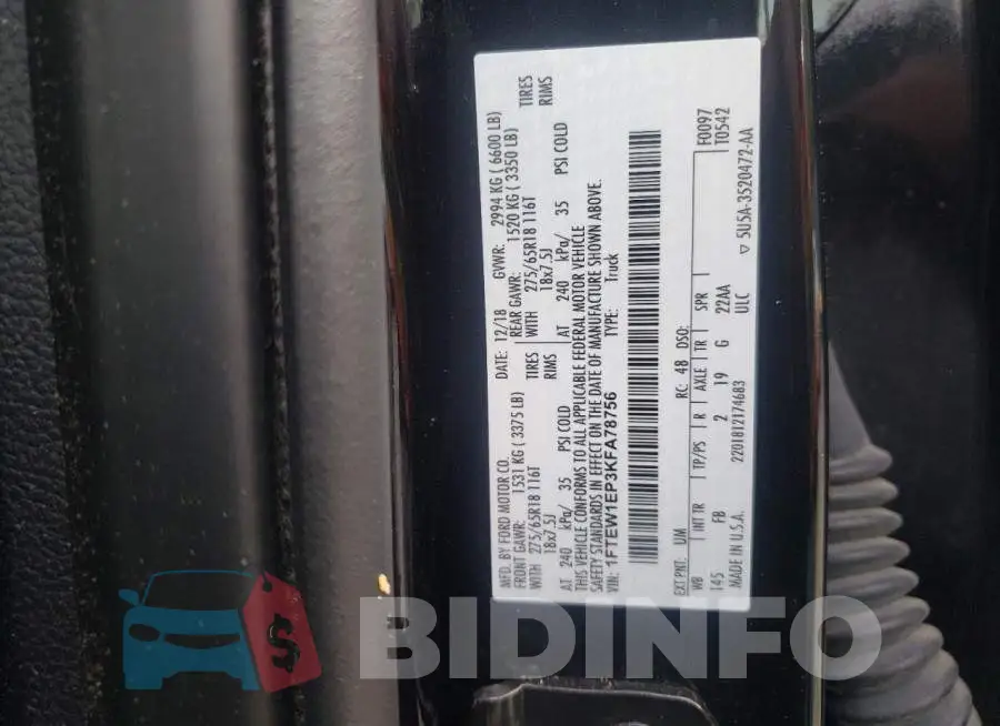 1FTEW1EP3KFA78756 Photo# 10
