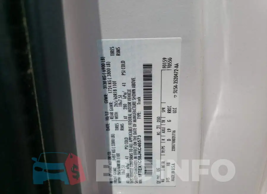 1FTEX1C58JKC46573 Photo# 10