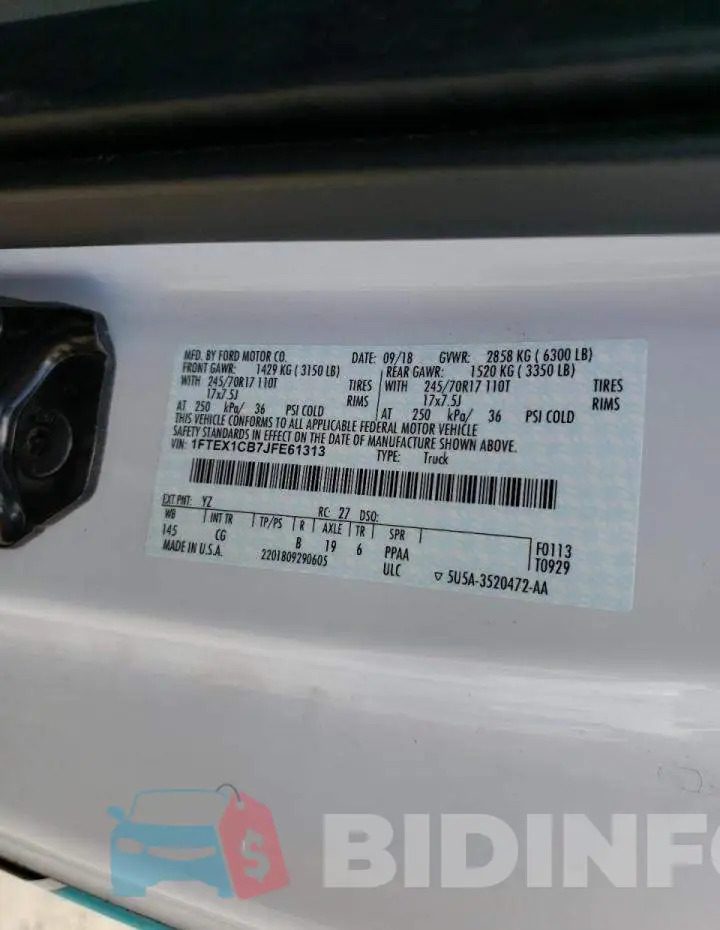 1FTEX1CB7JFE61313 Photo# 10