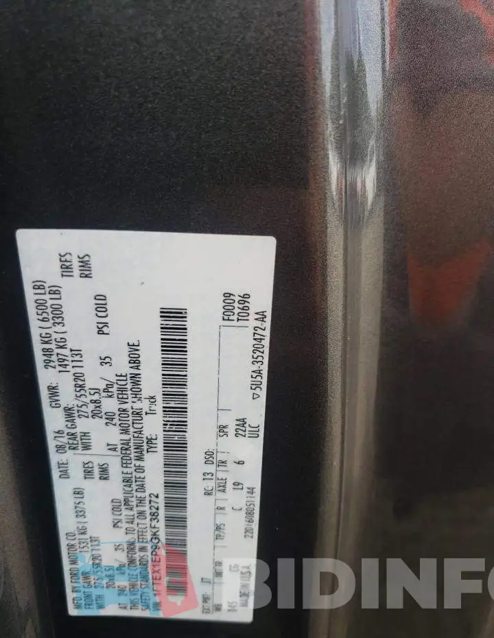 1FTEX1EP9GKF38272 Photo# 10