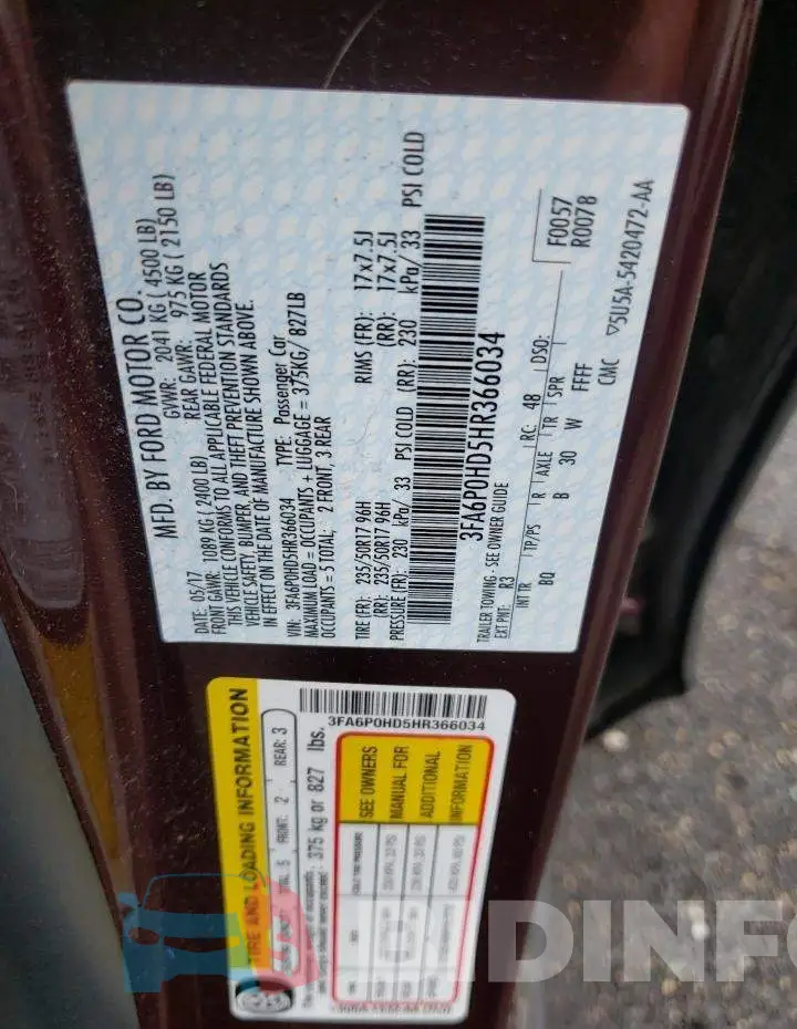 3FA6P0HD5HR366034 Photo# 10