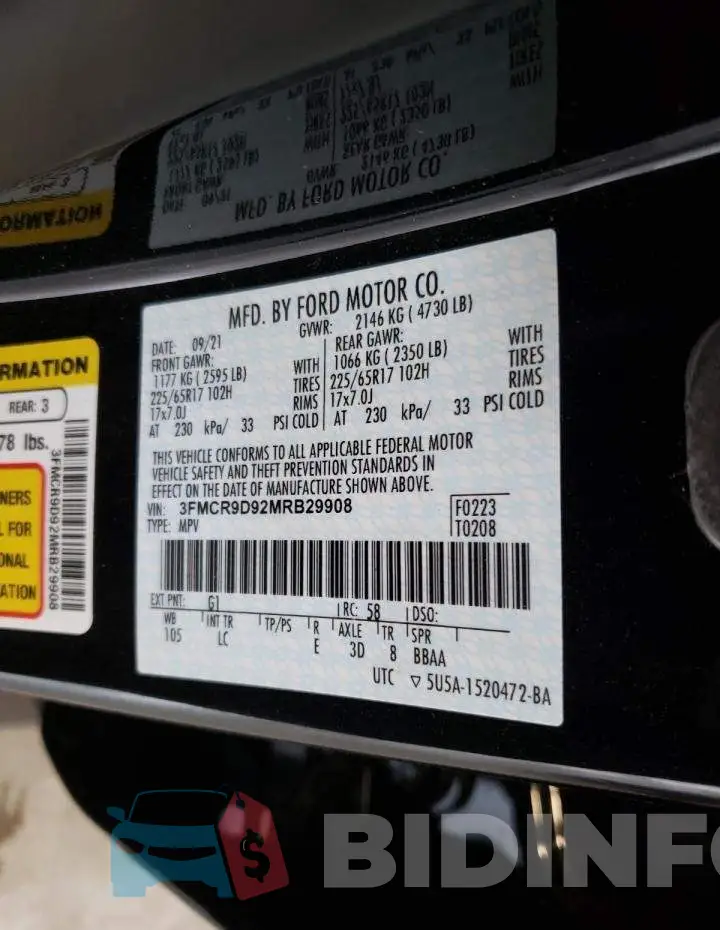 3FMCR9D92MRB29908 Photo# 10