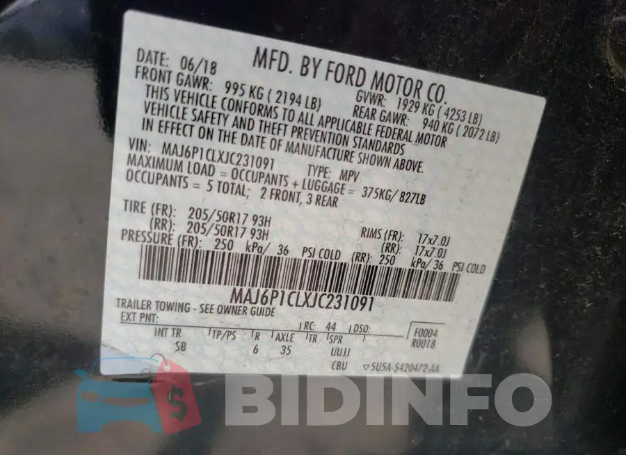MAJ6P1CLXJC231091 Photo# 10