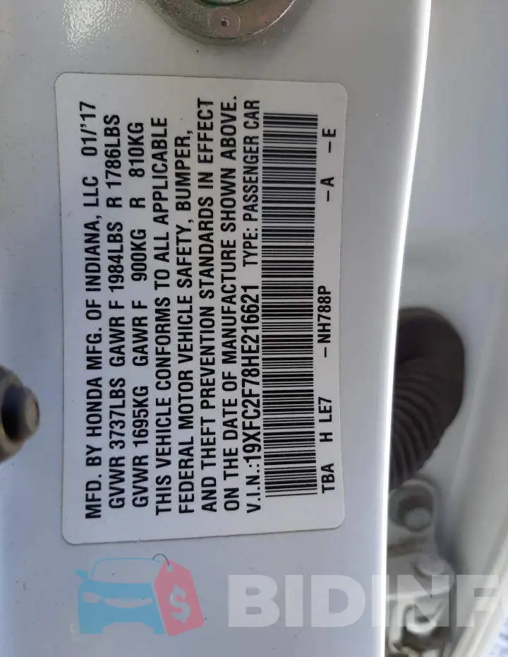 19XFC2F78HE216621 Photo# 10